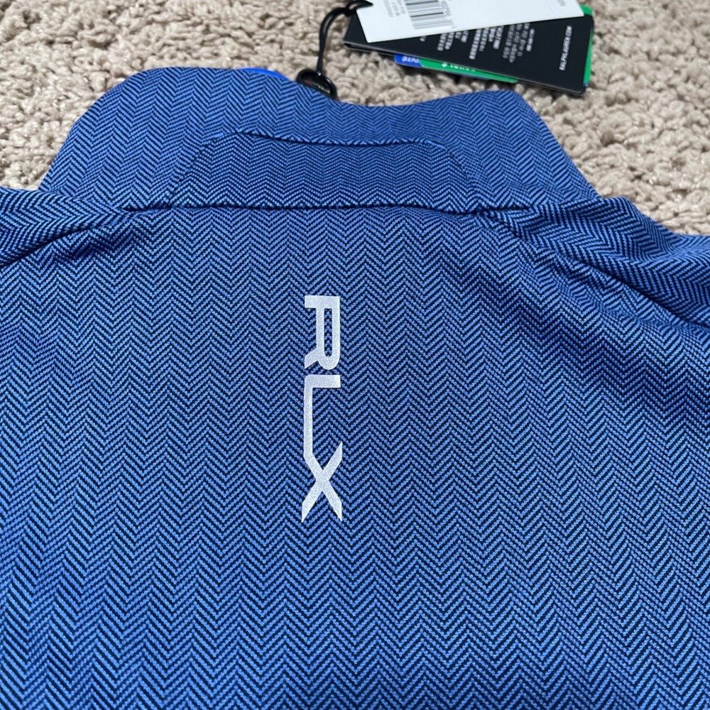 RLX Ralph Lauren Pullover Mens Small Blue Herringbone Luxury Performance 1/4 Zip - Picture 9 of 11